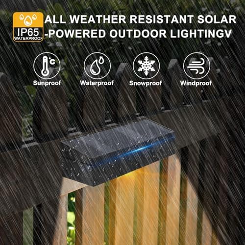 litren Solar Fence Lights Outdoor 4 Pack 3 Color Modes IP65 Waterproof Solar Lights Outdoor Garden Fence Lights for Patio Gate Pool Railing - Image 7