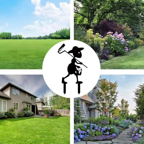 Adornos artísticos de metal para patio, adornos de hormigas de metal, plantas en maceta, estacas de enchufe de tierra, estacas de decoración de jardinería al aire libre para jardín, granja - Image 5