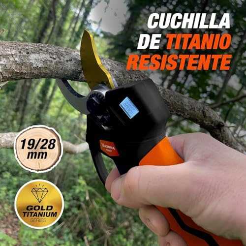 Altuna - Titanium Battery Pruning Shears - Brushless Motor - Cut 19/28mm - With Display Screen - Includes 2 21V Batteries - Bi-Material Grip - Case and Accessories Included - AF28 - Image 5