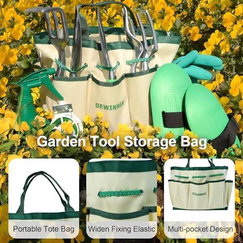 DEWINNER 11 Piece Garden Tool Set, Gardening Sets with Tool Bag, Heavy Duty Garden Hand Tools and Equipment, Stainless Steel Gardening Gifts for - Image 6