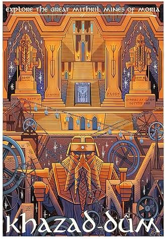 Set of 6 Wooden Base Paintings, Living Room Decoration, Modern, Bedrooms, Room, Series and Movies The Lord of the Rings, The Hobbit with Metal Hangers, (29 x 20 cm Each Frame) - Image 4