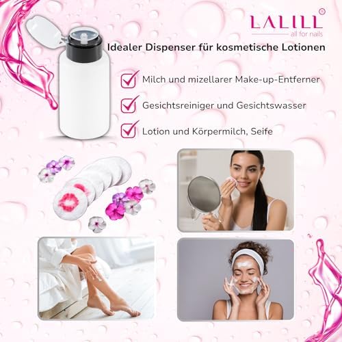 LALILL Dispenser Bottles 2 x 200 ml – Dispenser with Pump for Cosmetic Liquids – Acetone Remover Polish Cleaner Lotion Shampoo – Professional and Home - Image 10