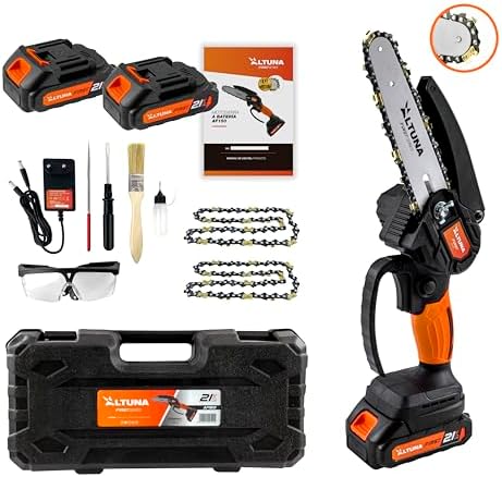 Altuna - 21V Battery Chainsaw with Titanium Chain - 800W Power - Cutting Capacity 150mm - Includes 2 Lithium Batteries - Lightweight and Compact - Case and Accessories Included - AF 150 - Image 4