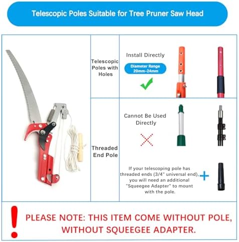 BAYTORY Extendable Saw Head for Pruning Trees Without Pole, High Altitude Branches, Pruning Shears, Fruit Picker for Plants and Branches, Garden Trimming Tool - Image 3