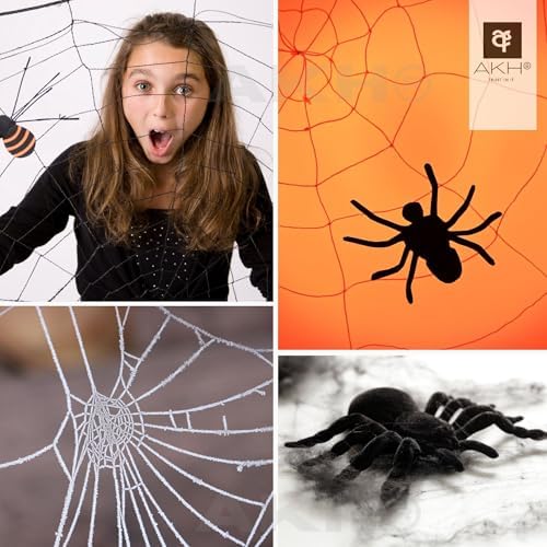 AKH® 5FT Giant Spider Web with Spider, Realistic Halloween Spider Web Decoration for Indoor Outdoor Use, Scary Yard Decor, Perfect for Halloween Party and Houses - Image 5