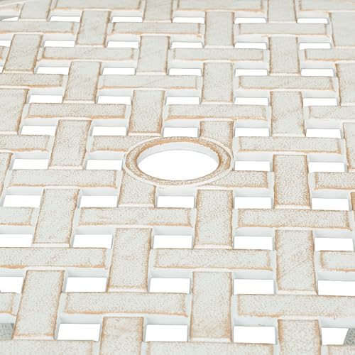 Relaxdays Terrace Table and Chairs, Outdoor Garden Set, Cast Aluminum, Antique Balcony Furniture, White/Bronze - Image 7