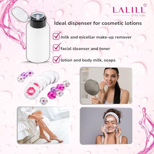LALILL Dispenser Bottles 2 x 200 ml – Dispenser with Pump for Cosmetic Liquids – Acetone Remover Polish Cleaner Lotion Shampoo – Professional and Home - Image 4