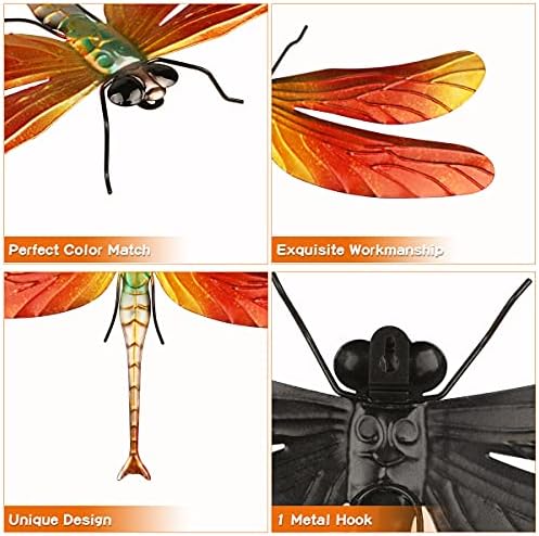 3 Pieces Dragonfly Wall Decoration with Legs Metal Dragonfly for Home Bedroom Living Room Office Garden Patio - Image 4