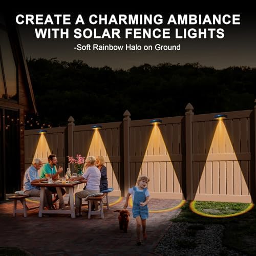 litren Solar Fence Lights Outdoor 4 Pack 3 Color Modes IP65 Waterproof Solar Lights Outdoor Garden Fence Lights for Patio Gate Pool Railing - Image 5