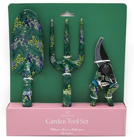 William Morris Larkspur Garden Tool Set, Fork, Trowel and Pruning Shears, Green - Image 2