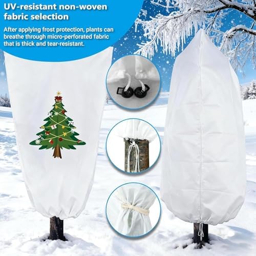 Cubiertas de plantas para invierno, manta transpirable con barrera de nieve, diseño de Navidad, cubiertas de plantas al aire libre para invierno, para patio, árbol, arbusto, césped, verduras, frutas - Image 3