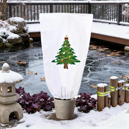 Cubiertas de plantas para invierno, manta transpirable con barrera de nieve, diseño de Navidad, cubiertas de plantas al aire libre para invierno, para patio, árbol, arbusto, césped, verduras, frutas - Image 7