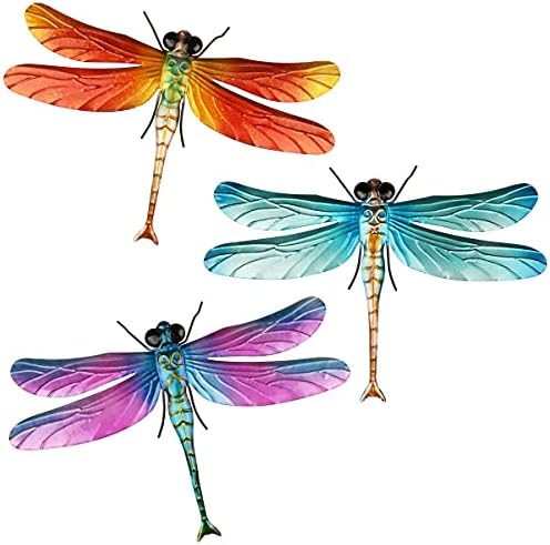 3 Pieces Dragonfly Wall Decoration with Legs Metal Dragonfly for Home Bedroom Living Room Office Garden Patio - Image 2