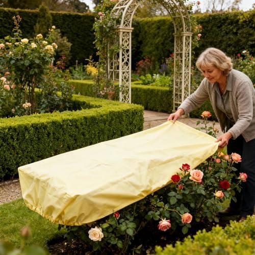 Cubierta rectangular para plantas contra heladas, protección contra heladas de invierno para jardín, protector de cama elevado a prueba de viento con cordón, accesorios para el hogar para patio, céspe - Image 8