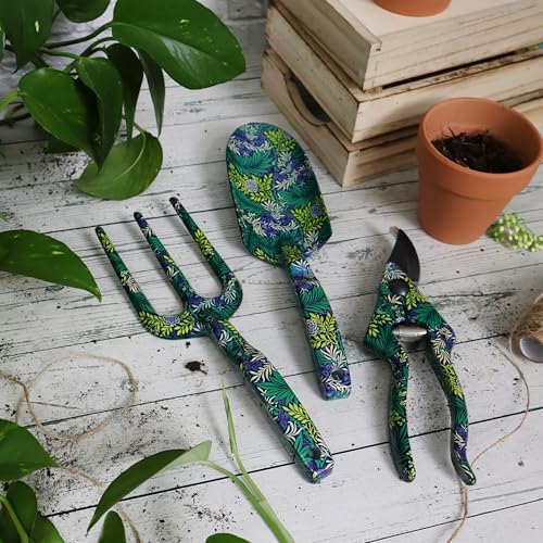 William Morris Larkspur Garden Tool Set, Fork, Trowel and Pruning Shears, Green - Image 5