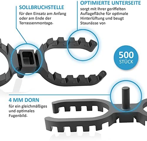 My Plast Stück Building Accessories Terrace Spacers, Black, 4 mm (Offen) 200 St - Image 3