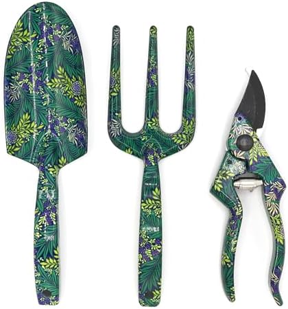 William Morris Larkspur Garden Tool Set, Fork, Trowel and Pruning Shears, Green - Image 3