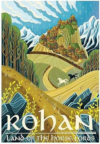 Set of 6 Wooden Base Paintings, Living Room Decoration, Modern, Bedrooms, Room, Series and Movies The Lord of the Rings, The Hobbit with Metal Hangers, (29 x 20 cm Each Frame) - Image 6