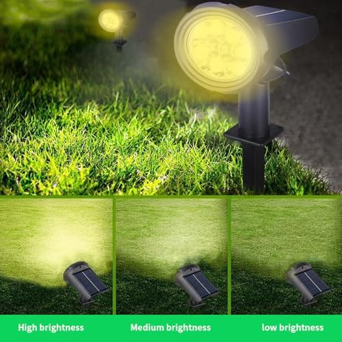 2 Pack 20 LED Solar Spotlights Outdoor, Complementary Lighting for Patio, Garden Plant Decor, Warm Light, 3 Modes Warm Light, Pathway Eye Protection, - Image 3