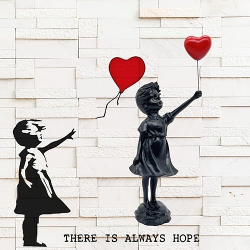 Cute Girl with Resin Globe Figurine for Home Decor Banksy Statue with Red Heart Balloon Modern Art Sculpture for Tabletop Bookshelf Decor - Image 9