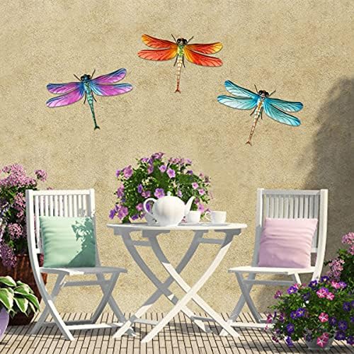 3 Pieces Dragonfly Wall Decoration with Legs Metal Dragonfly for Home Bedroom Living Room Office Garden Patio - Image 5