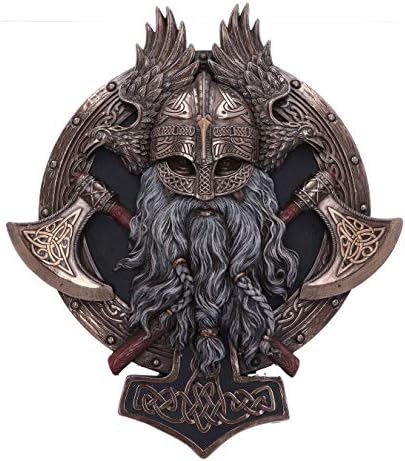 Nemesis Now Bronze Wall Plate for Valhalla with Viking Axe, Hammer and Raven, Brown, 27L x 23W cm - Image 2