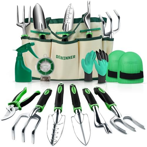 DEWINNER 11 Piece Garden Tool Set, Gardening Sets with Tool Bag, Heavy Duty Garden Hand Tools and Equipment, Stainless Steel Gardening Gifts for - Image 2