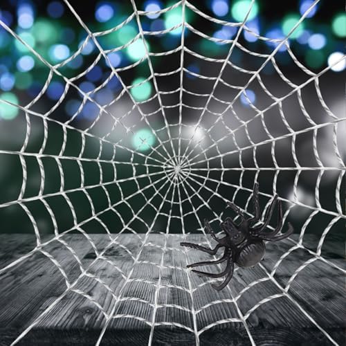 AKH® 5FT Giant Spider Web with Spider, Realistic Halloween Spider Web Decoration for Indoor Outdoor Use, Scary Yard Decor, Perfect for Halloween Party and Houses - Image 6