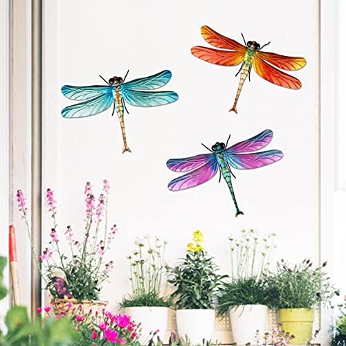 3 Pieces Dragonfly Wall Decoration with Legs Metal Dragonfly for Home Bedroom Living Room Office Garden Patio - Image 7