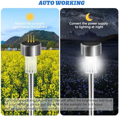 10 Pack Solar Lights Outdoor Waterproof Stainless Steel Garden Lights Garden Lights Outdoor Pathway Light for Garden Pathway Yard Halloween Christmas Gift - Image 5