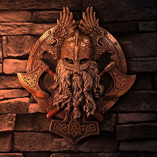 Nemesis Now Bronze Wall Plate for Valhalla with Viking Axe, Hammer and Raven, Brown, 27L x 23W cm - Image 9
