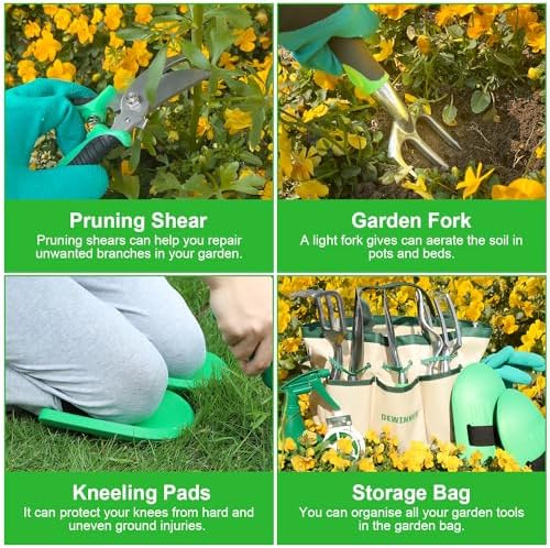 DEWINNER 11 Piece Garden Tool Set, Gardening Sets with Tool Bag, Heavy Duty Garden Hand Tools and Equipment, Stainless Steel Gardening Gifts for - Image 5