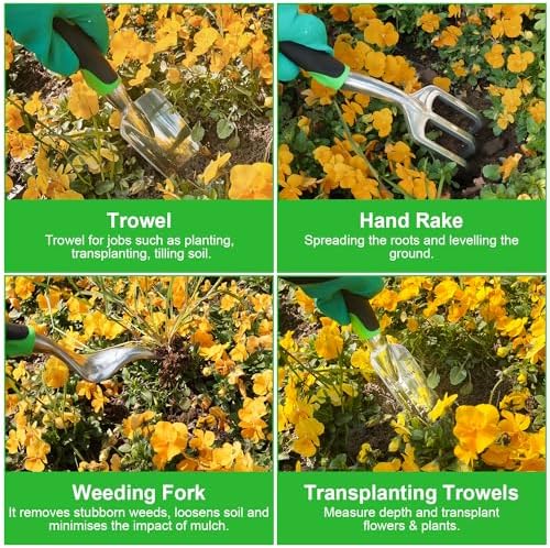 DEWINNER 11 Piece Garden Tool Set, Gardening Sets with Tool Bag, Heavy Duty Garden Hand Tools and Equipment, Stainless Steel Gardening Gifts for - Image 4