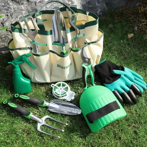 DEWINNER 11 Piece Garden Tool Set, Gardening Sets with Tool Bag, Heavy Duty Garden Hand Tools and Equipment, Stainless Steel Gardening Gifts for - Image 8